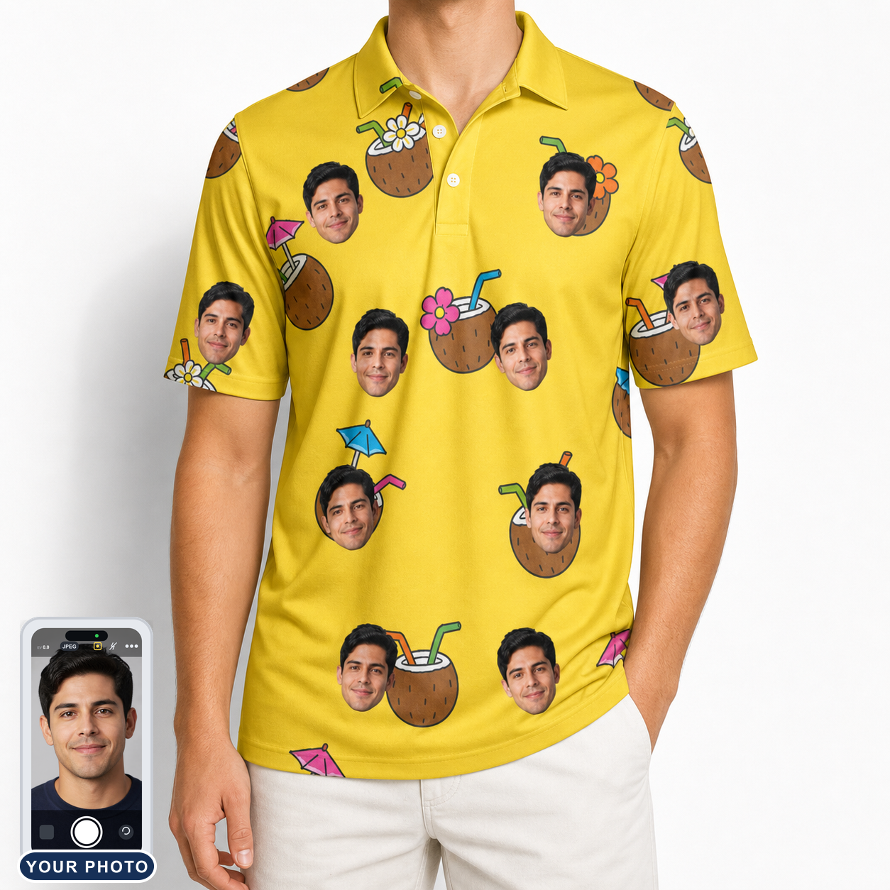 Men's Nutty Nectar Custom Face Polo Shirt