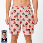 Men's Watermelon Whimsy Custom Face Beach Shorts