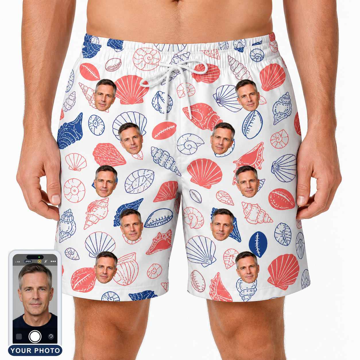 Men's Coastal Keepsakes Custom Face Beach Shorts