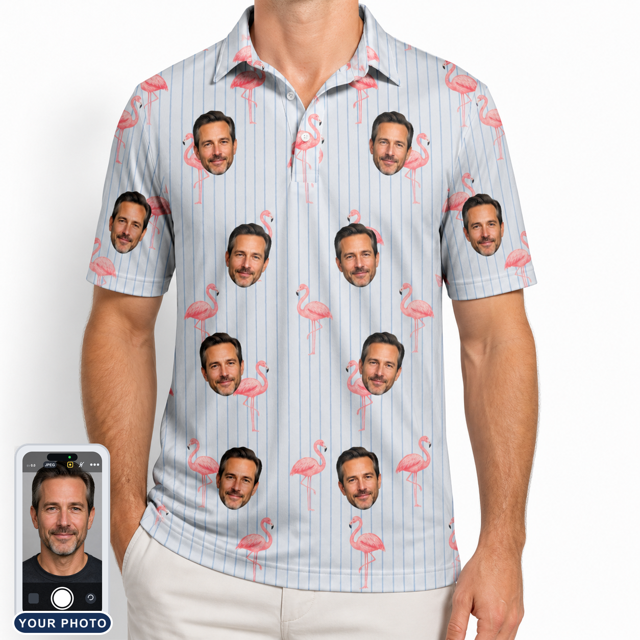 Men's Stilt Spritz Custom Face Polo Shirt