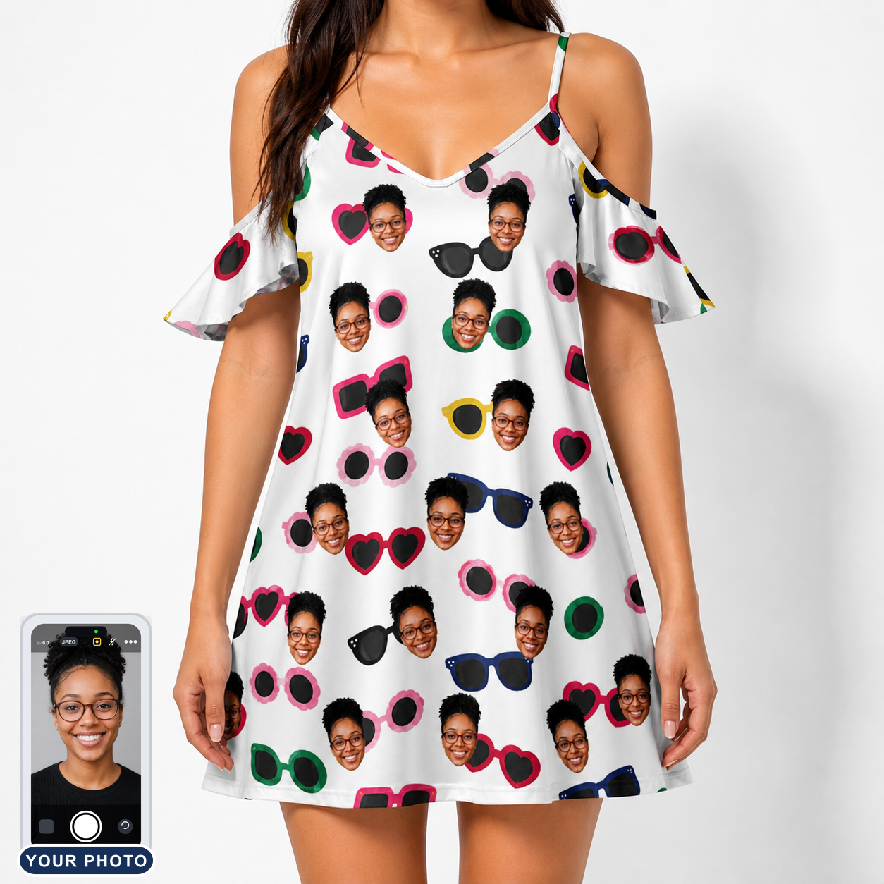 Women's Vow Visors Custom Face Off-Shoulder Dress