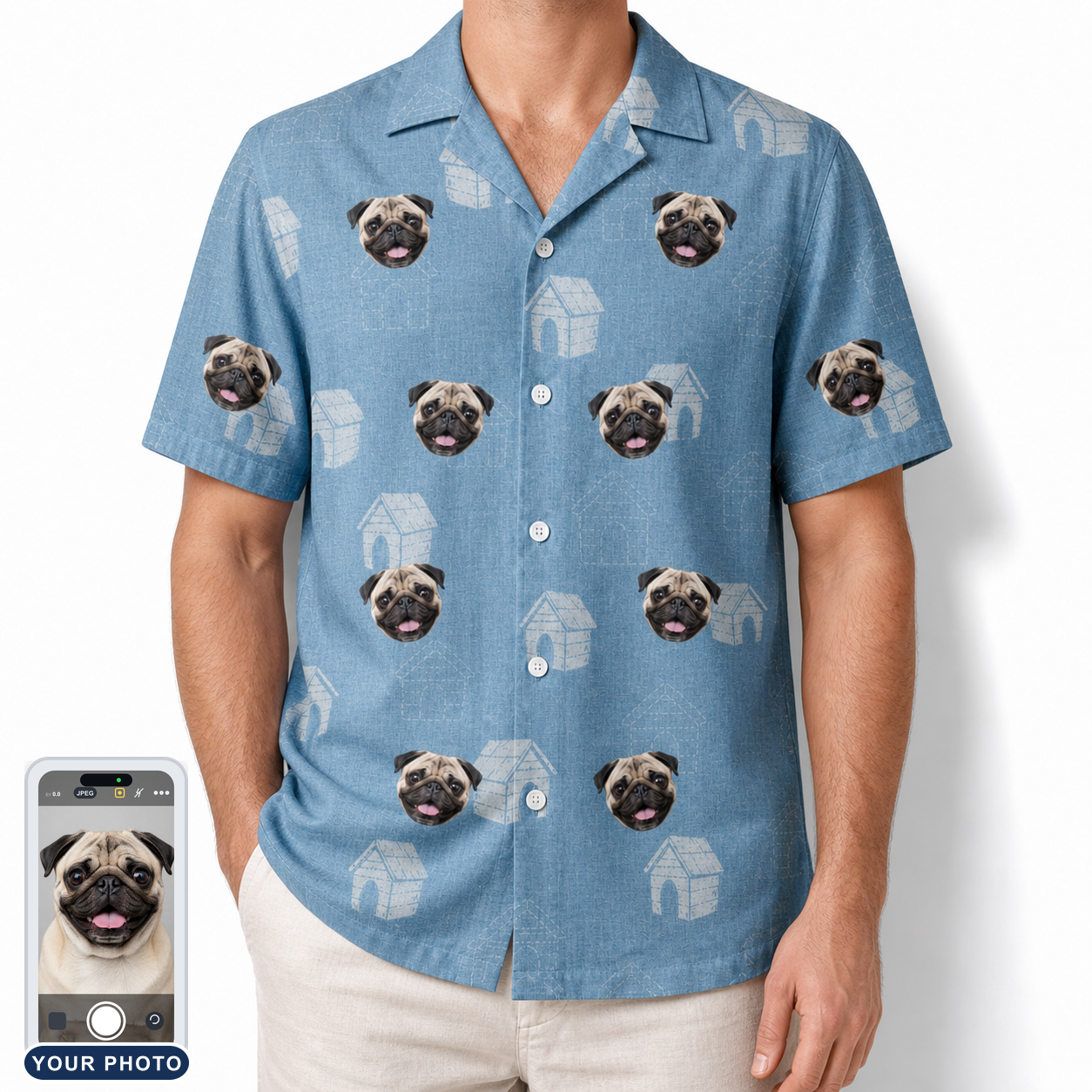 Men's Pooch Porches Custom Dog Face Hawaiian Shirt