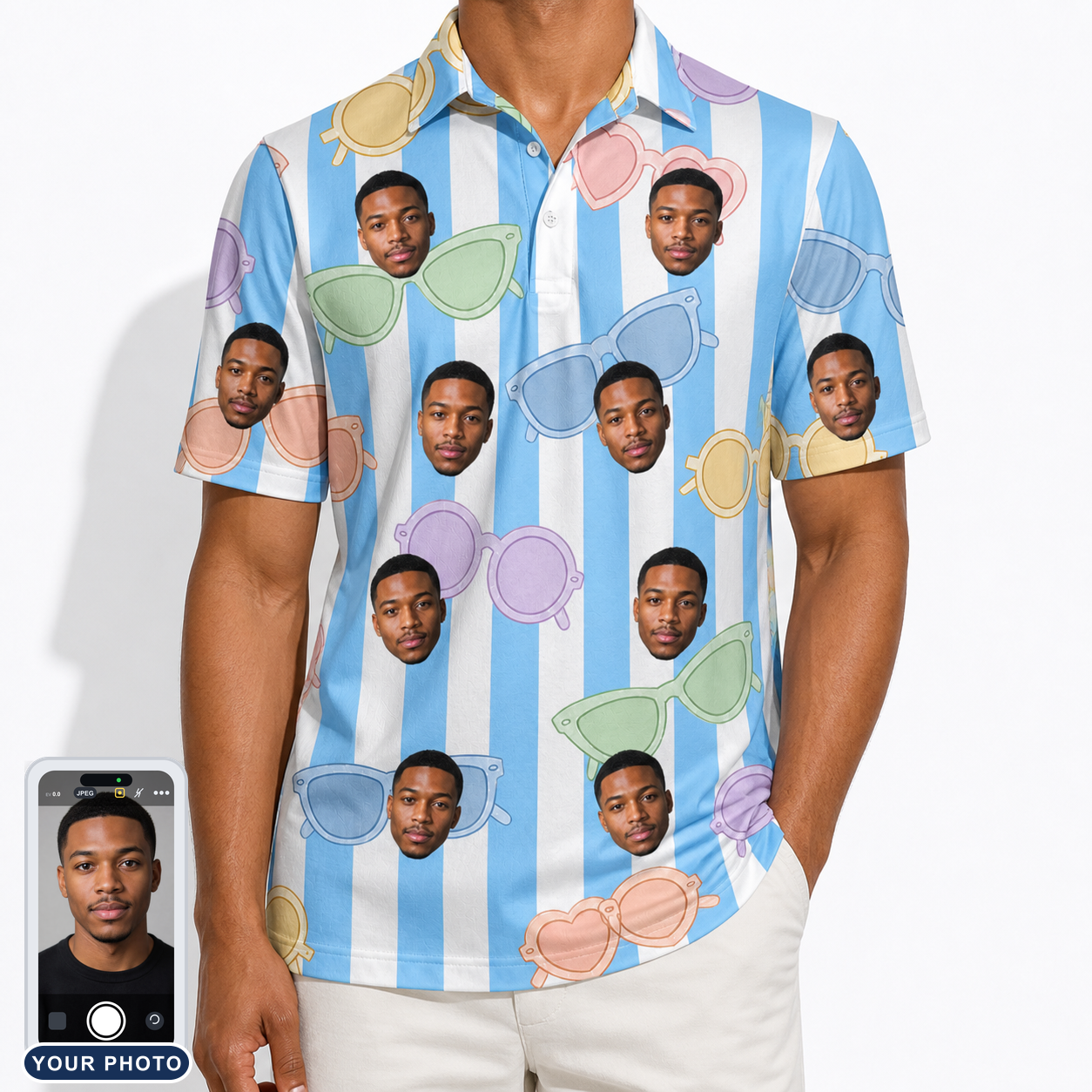 Men's Papa Polarizers Custom Face Polo Shirt