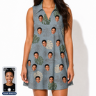 Women's Monstera Mingle Custom Face V-Neck Dress