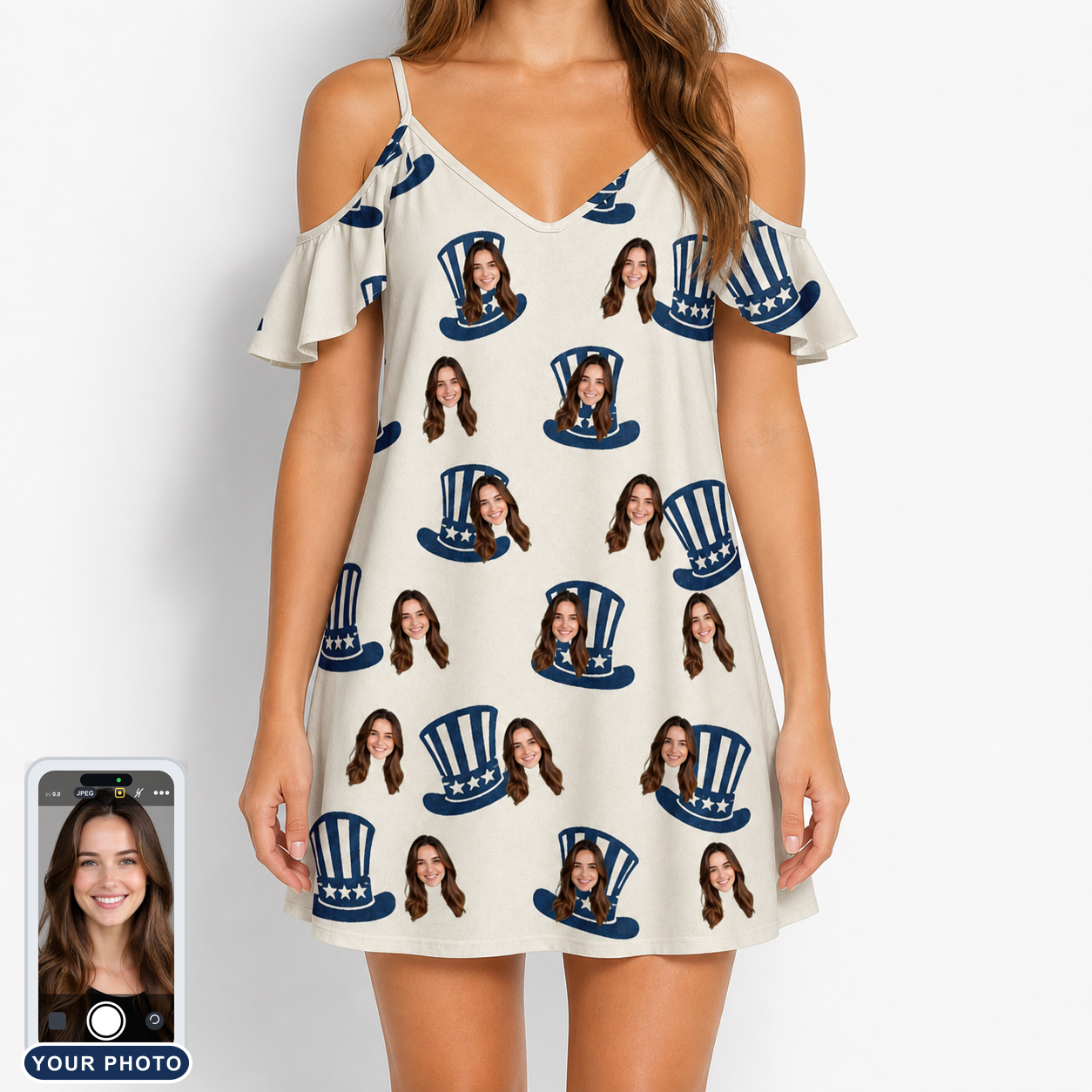 Women's Crown Capers Custom Face Off-Shoulder Dress