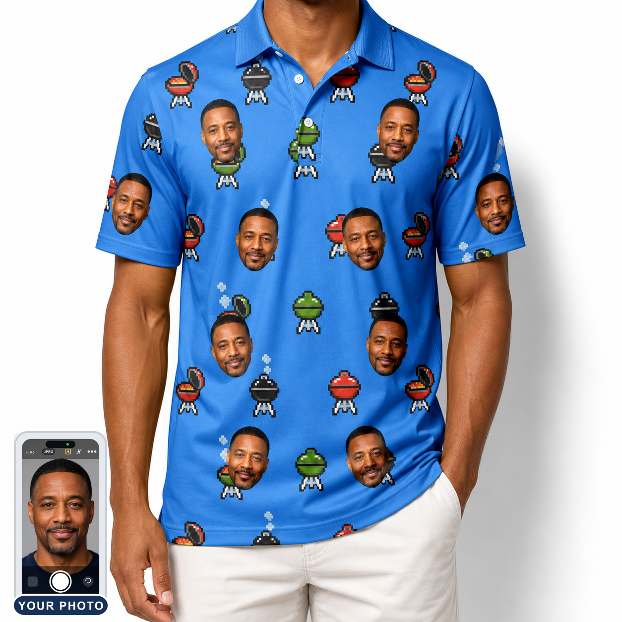 Men's Flame Fame Custom Face Polo Shirt