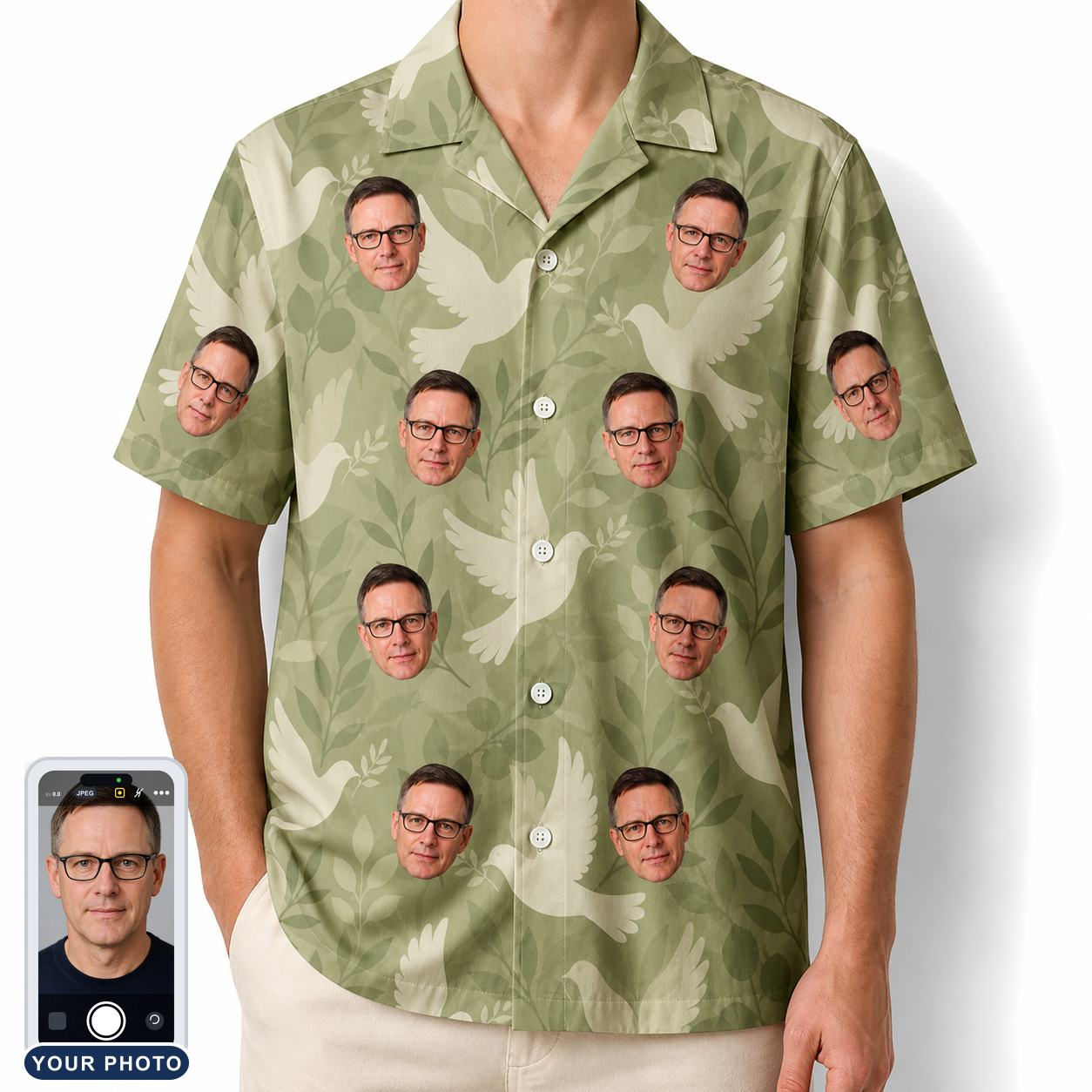 Men's Seaglass Serenade Custom Face Hawaiian Shirt