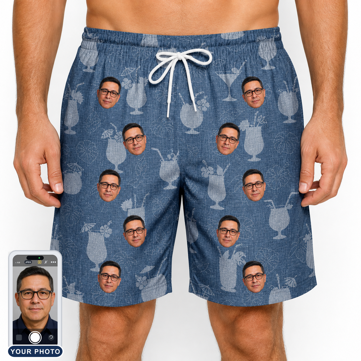 Men's Retro Rhumba Custom Face Beach Shorts
