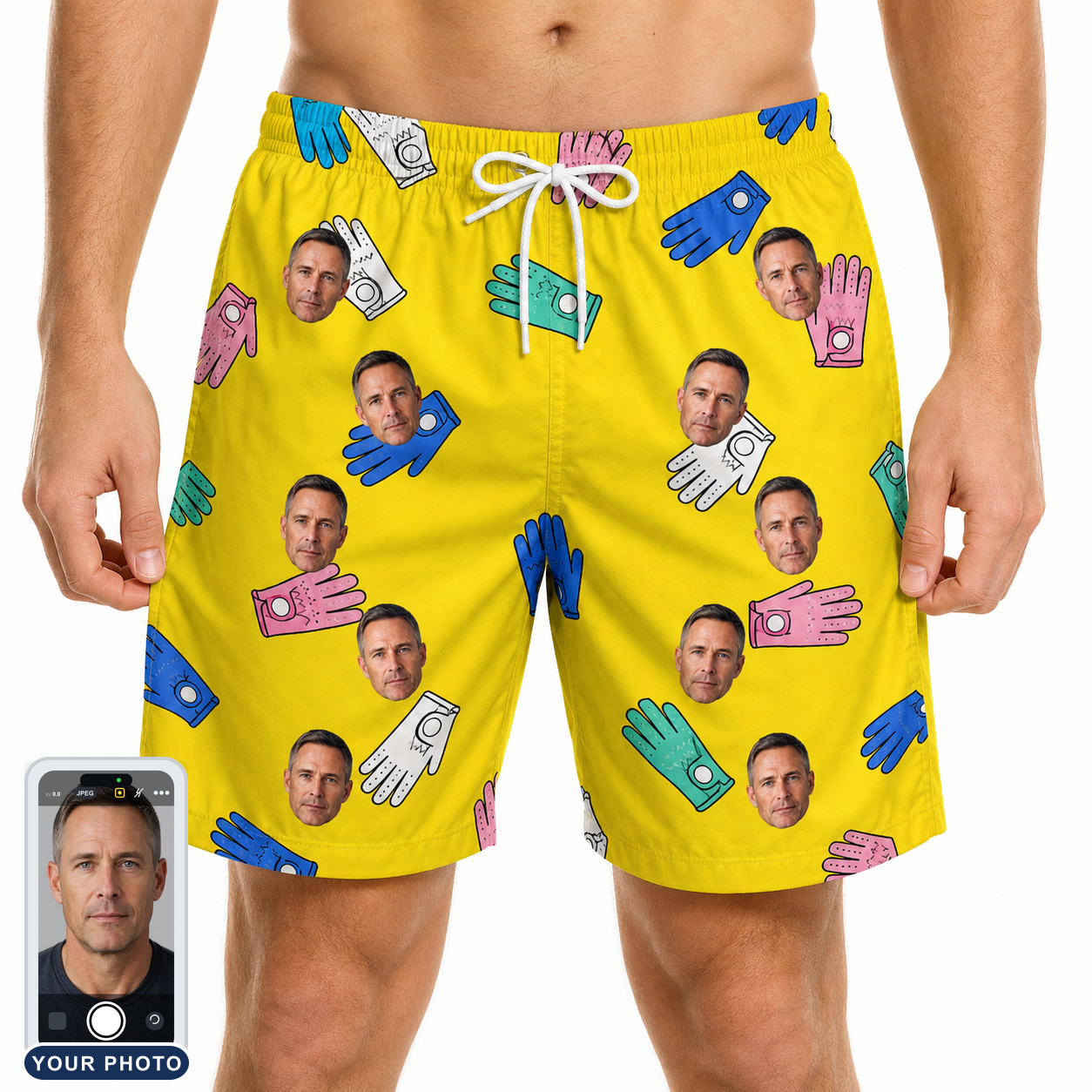 Men's Mighty Mitts Custom Face Beach Shorts