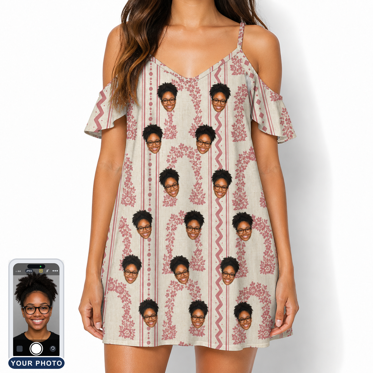 Women's Beach Bouquet Custom Face Off-Shoulder Dress