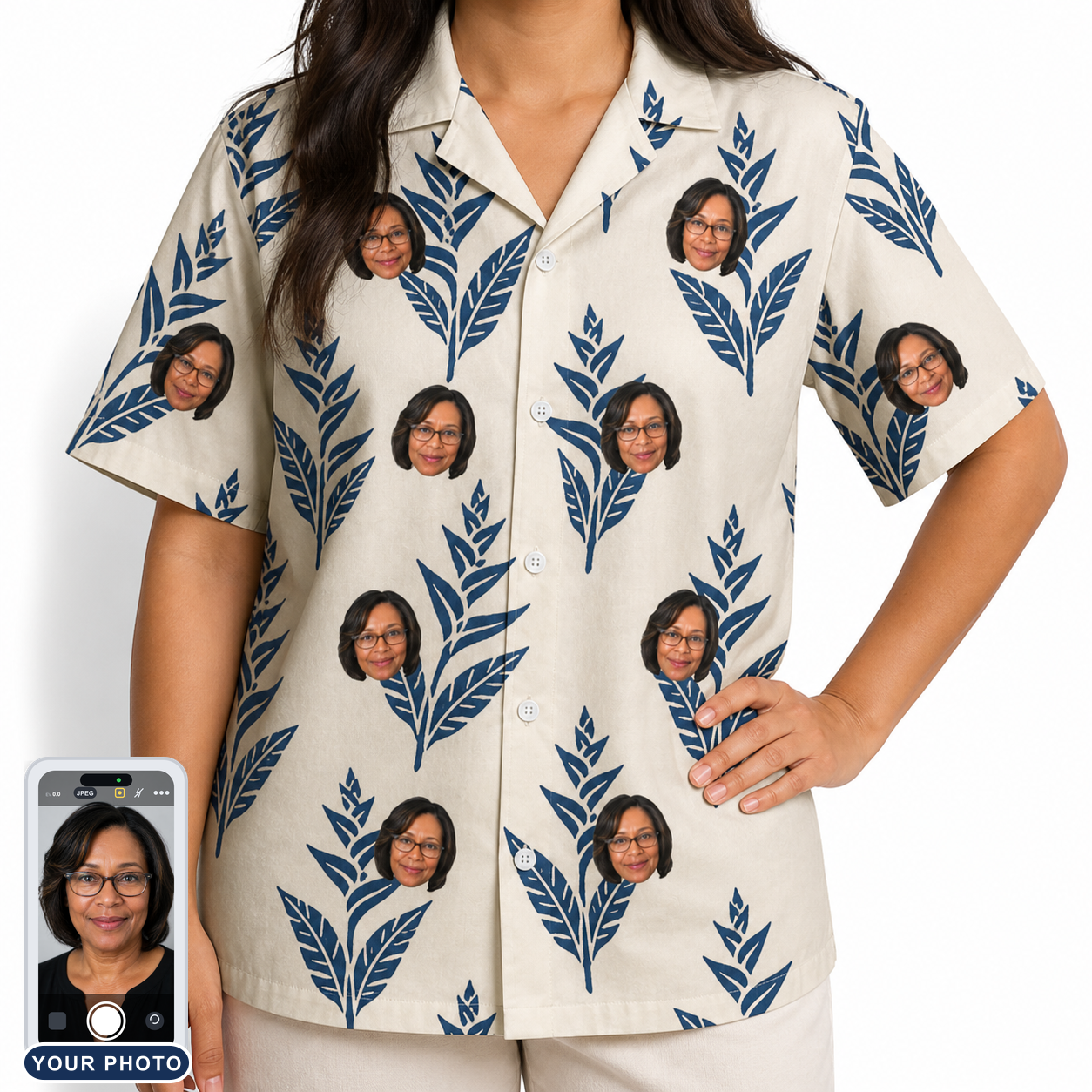 Women's Scarlet Spikes Custom Face Hawaiian Shirt