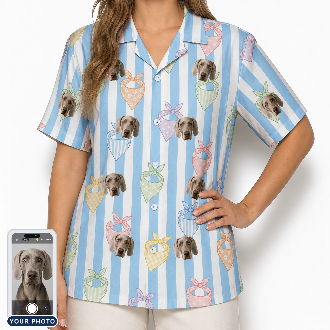 Women's Paisley Pooches Custom Dog Face Hawaiian Shirt