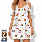 Women's Gnawvana Grove Custom Dog Face Off-Shoulder Dress