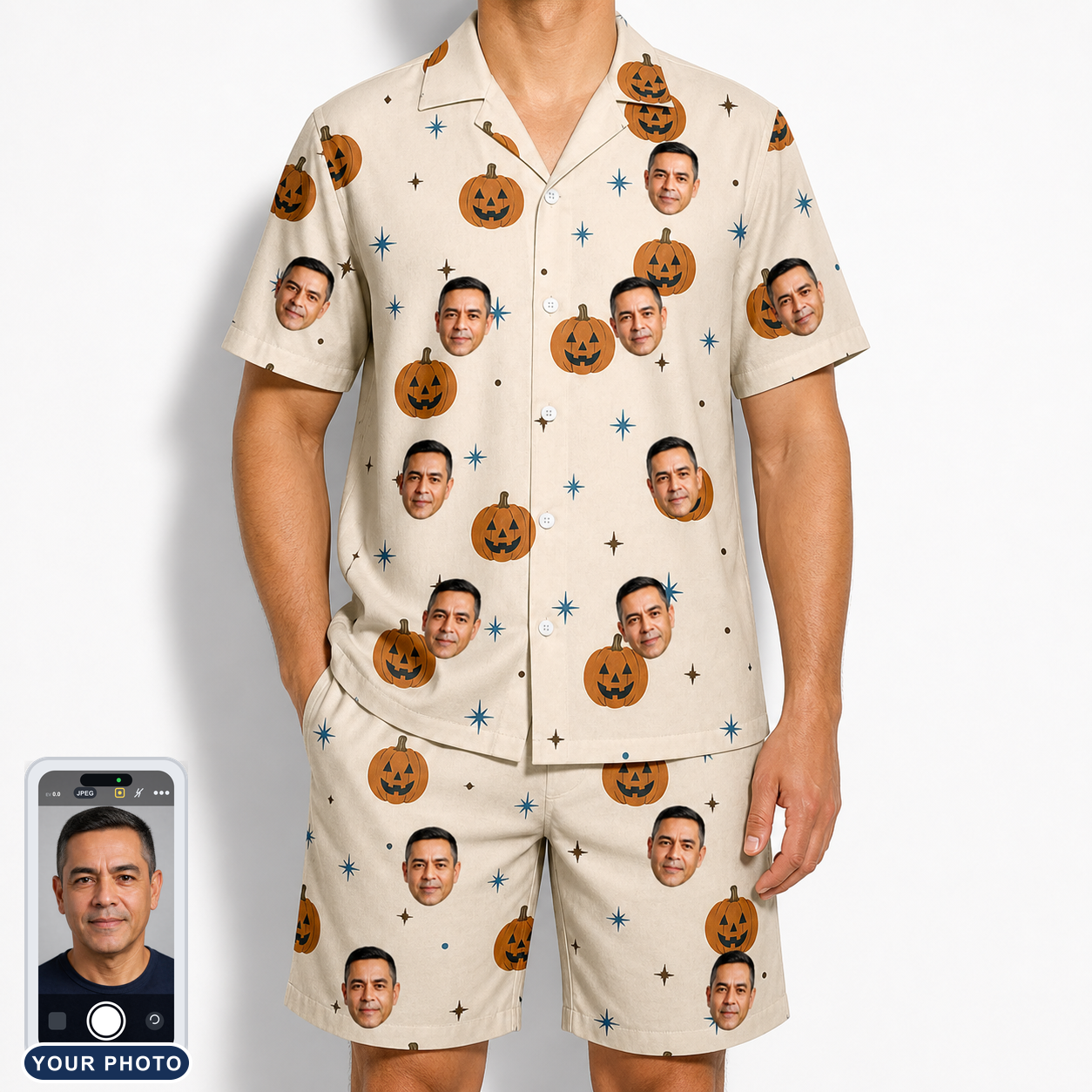 Men's Lantern Laughs Custom Face Shirt & Shorts Set