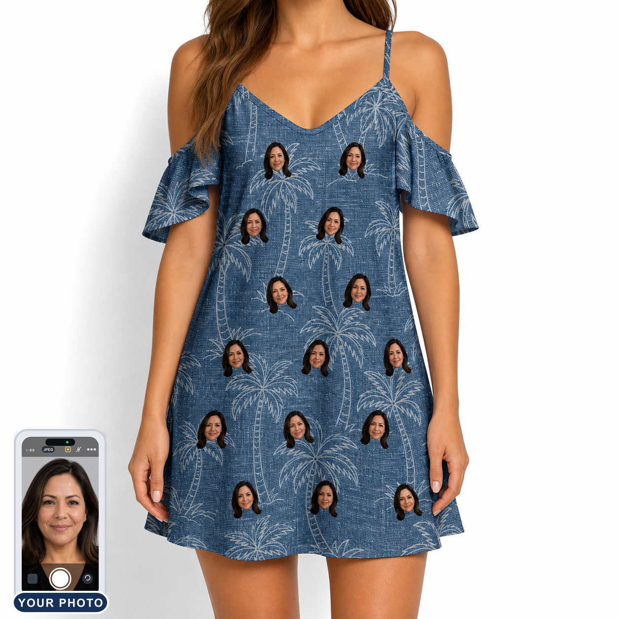 Women's Blossom Bounce Custom Face Off-Shoulder Dress