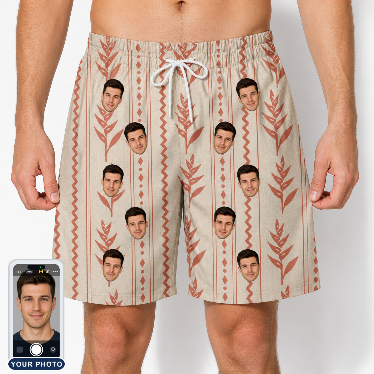 Men's Torch Blossoms Custom Face Beach Shorts