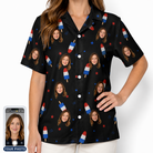 Women's Starsicle Swirl Custom Face Hawaiian Shirt