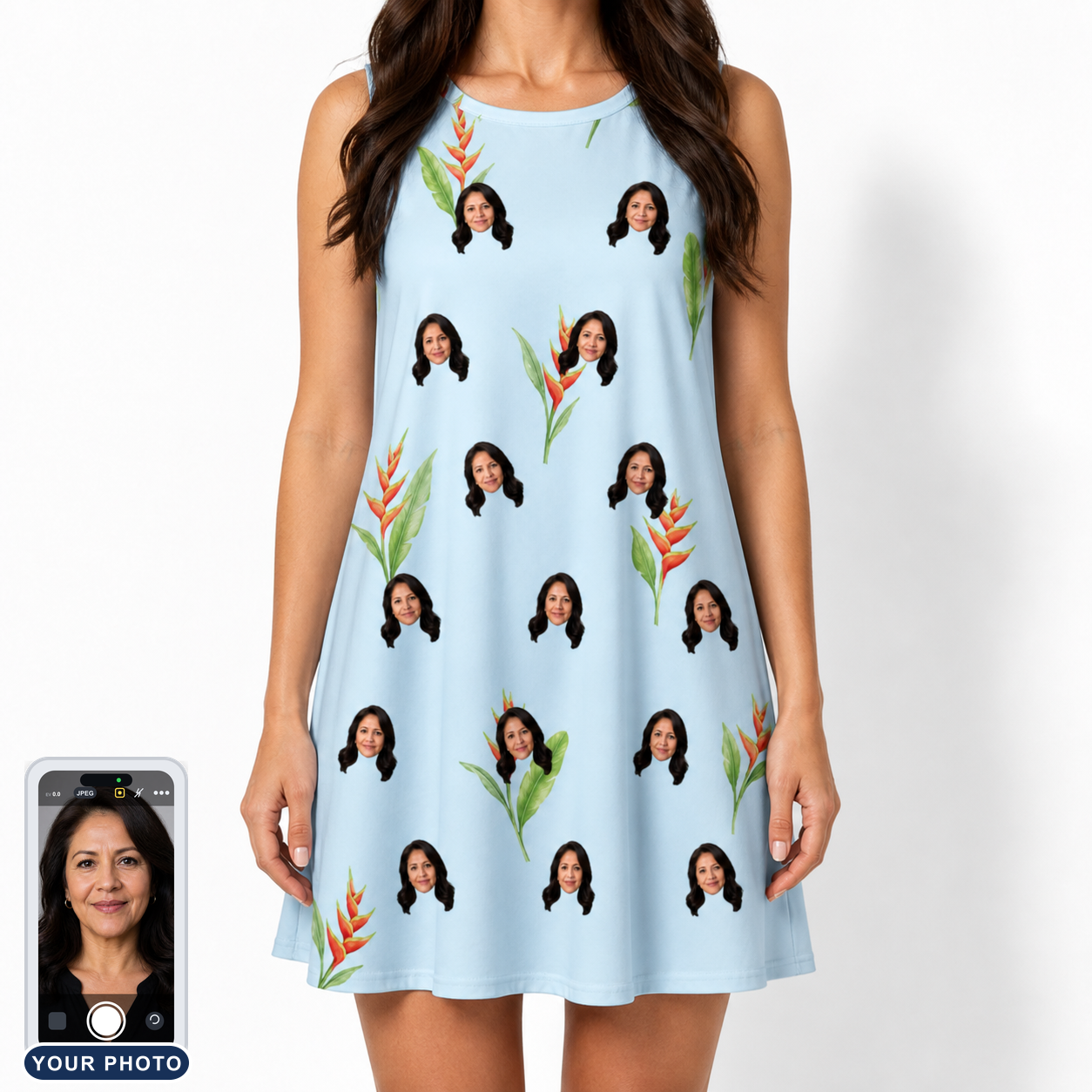 Women's Heliconia Hooray Custom Face Tank Dress