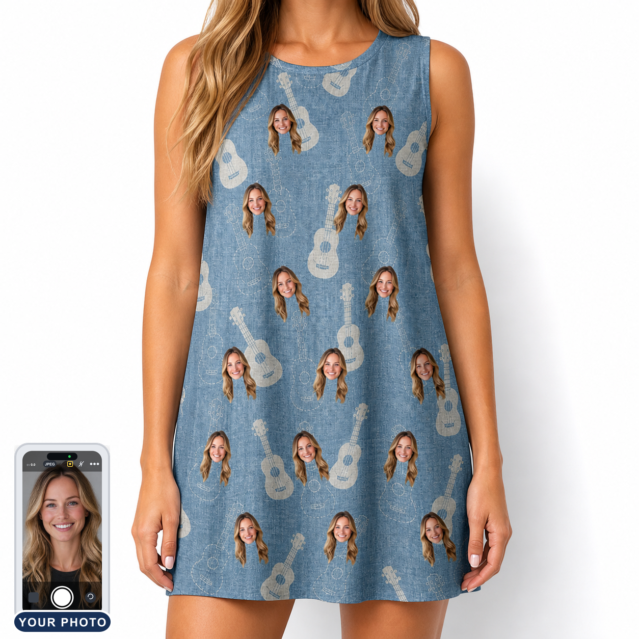 Women's Gardenia Grooves Custom Face Tank Dress
