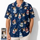 Men's Snowman Shenanigans Custom Cat Face Hawaiian Shirt