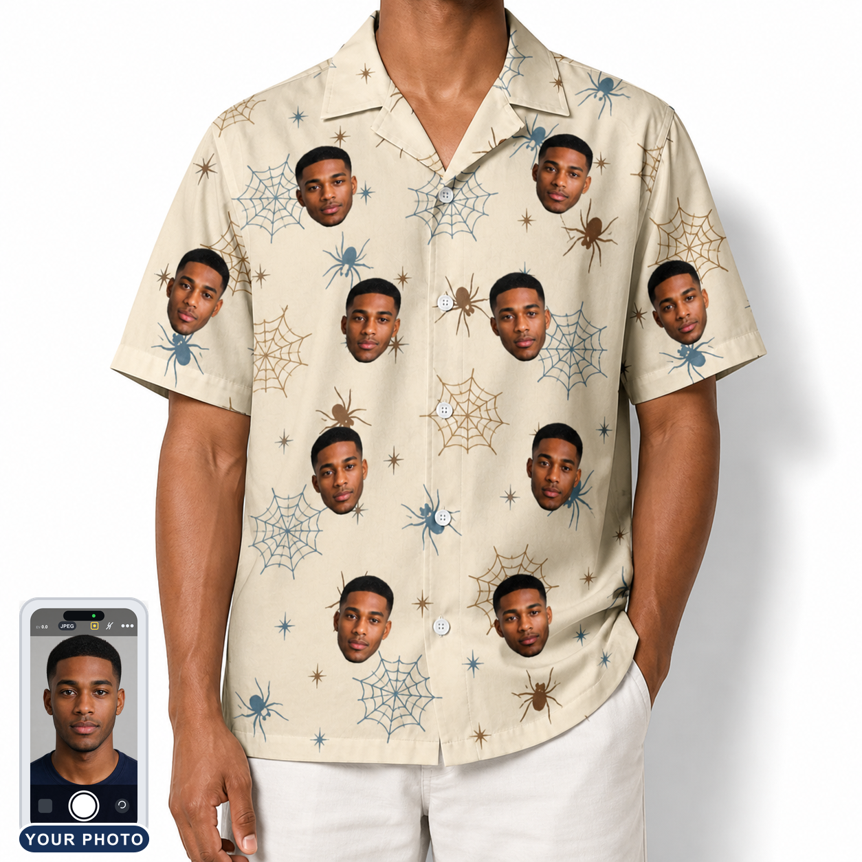 Men's Macabre Mesh Custom Face Hawaiian Shirt