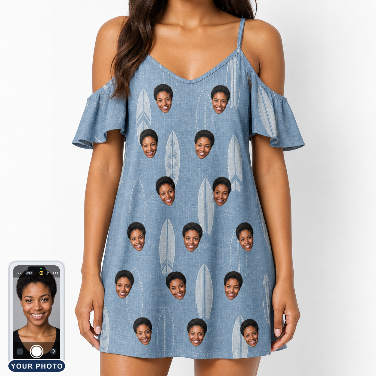 Women's Retro Riptide Custom Face Off-Shoulder Dress
