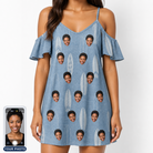 Women's Retro Riptide Custom Face Off-Shoulder Dress