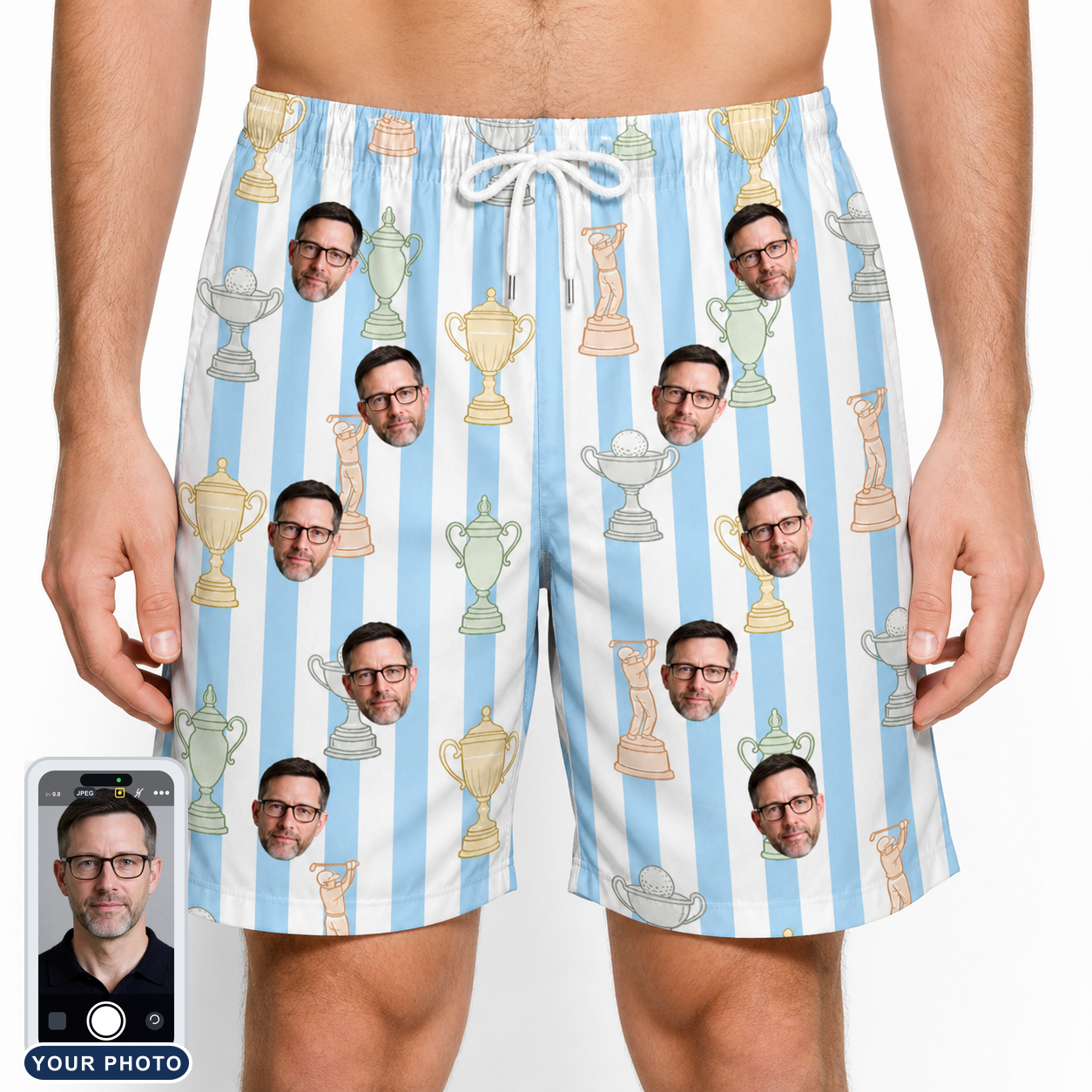 Men's Green Glory Custom Face Beach Shorts