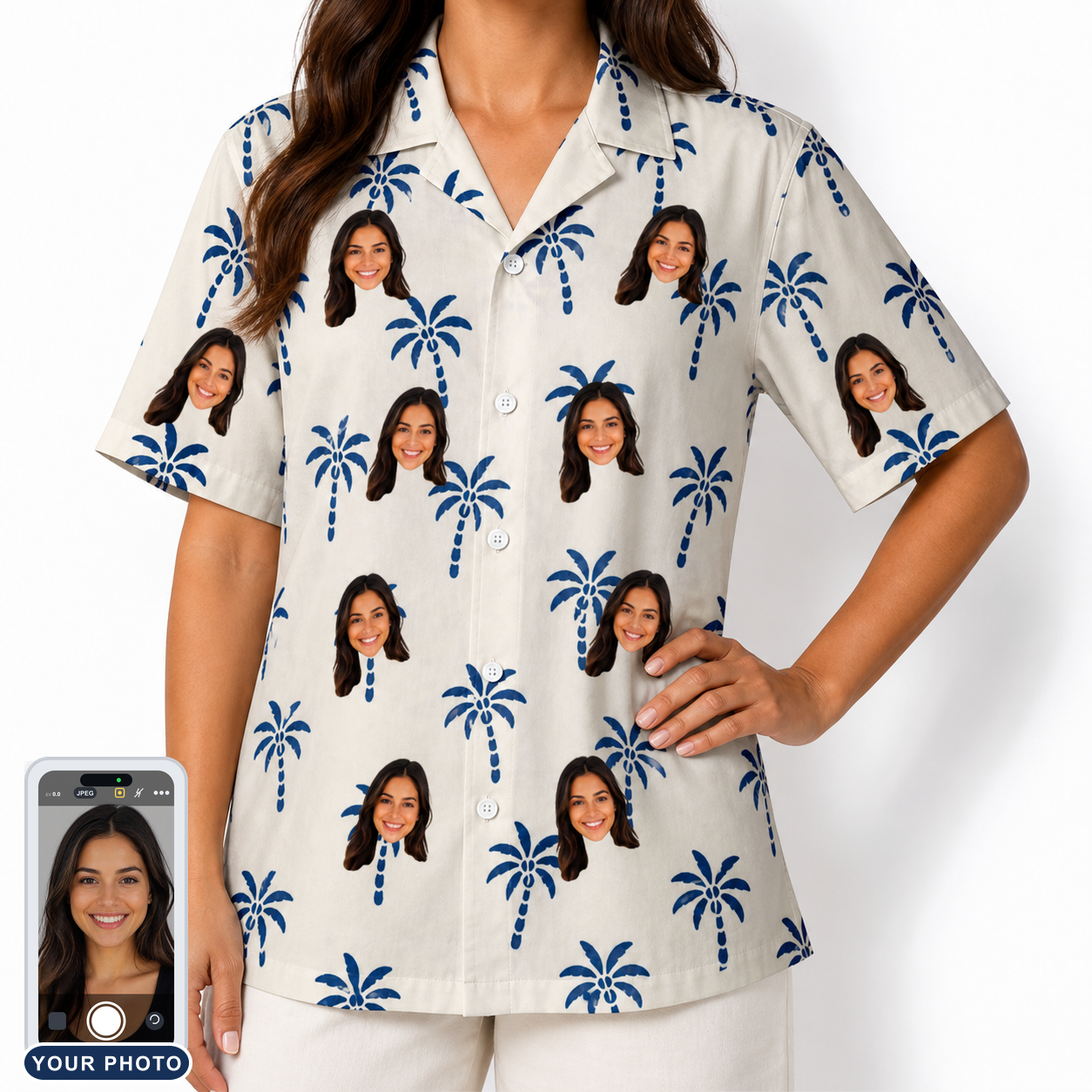 Women's Technicolor Tropics Custom Face Hawaiian Shirt