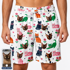 Men's Furball Follies Custom Cat Face Beach Shorts