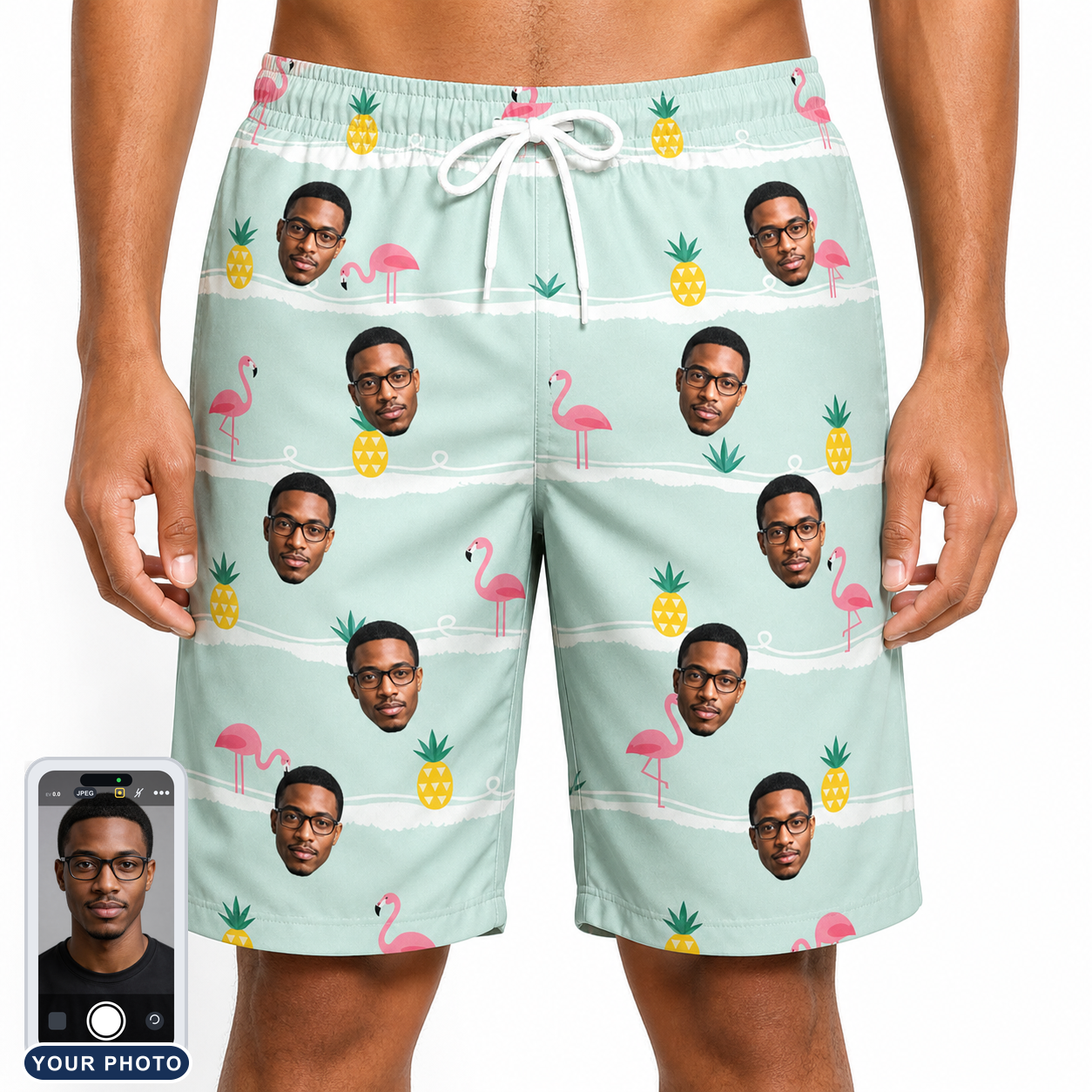 Men's Bromeliad Ballet Custom Face Beach Shorts
