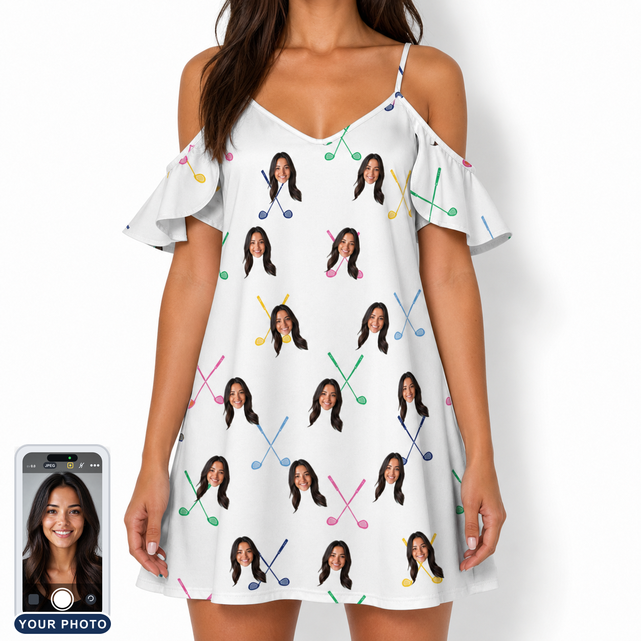 Women's Swing Symphony Custom Face Off-Shoulder Dress