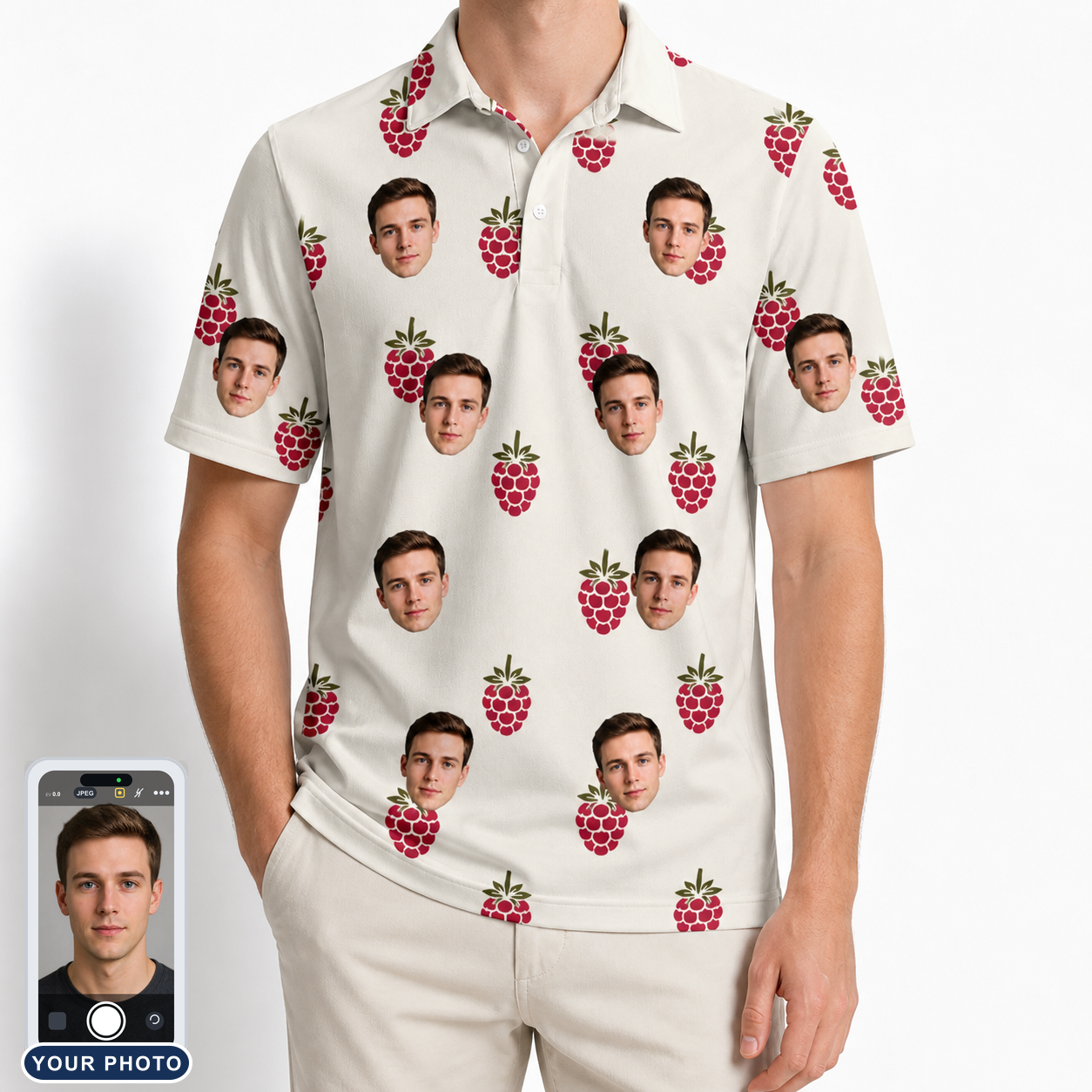 Men's Raspberry Rhapsody Custom Face Polo Shirt