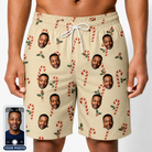 Men's Minty Mistletoe Custom Face Beach Shorts