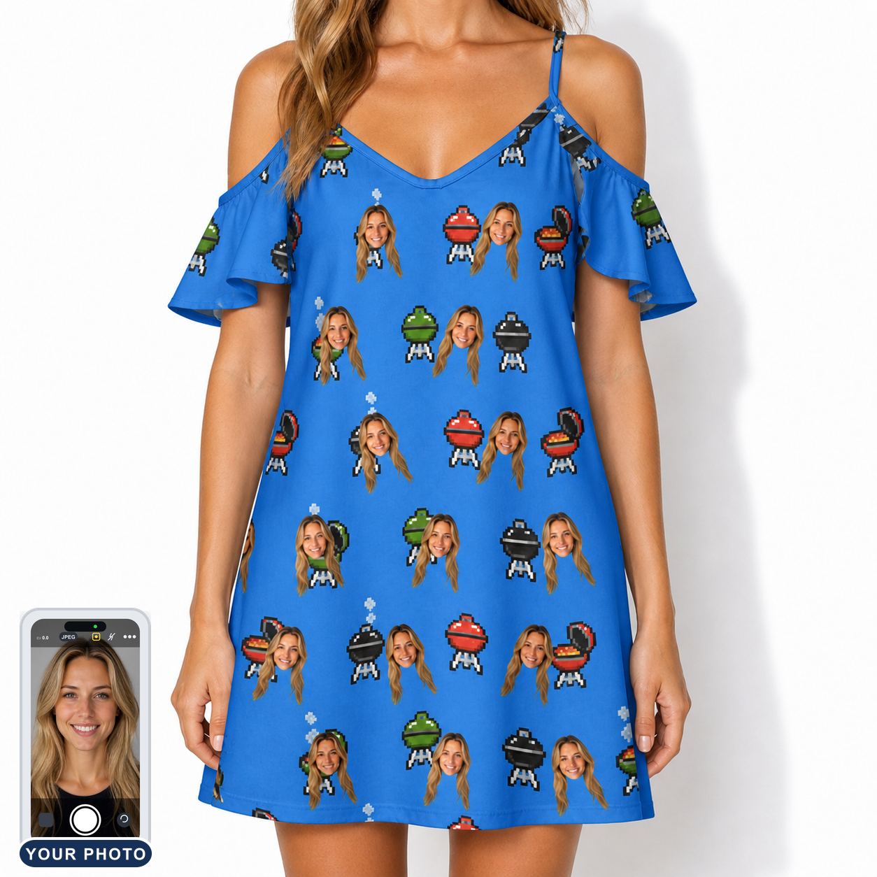Women's Flame Fame Custom Face Off-Shoulder Dress