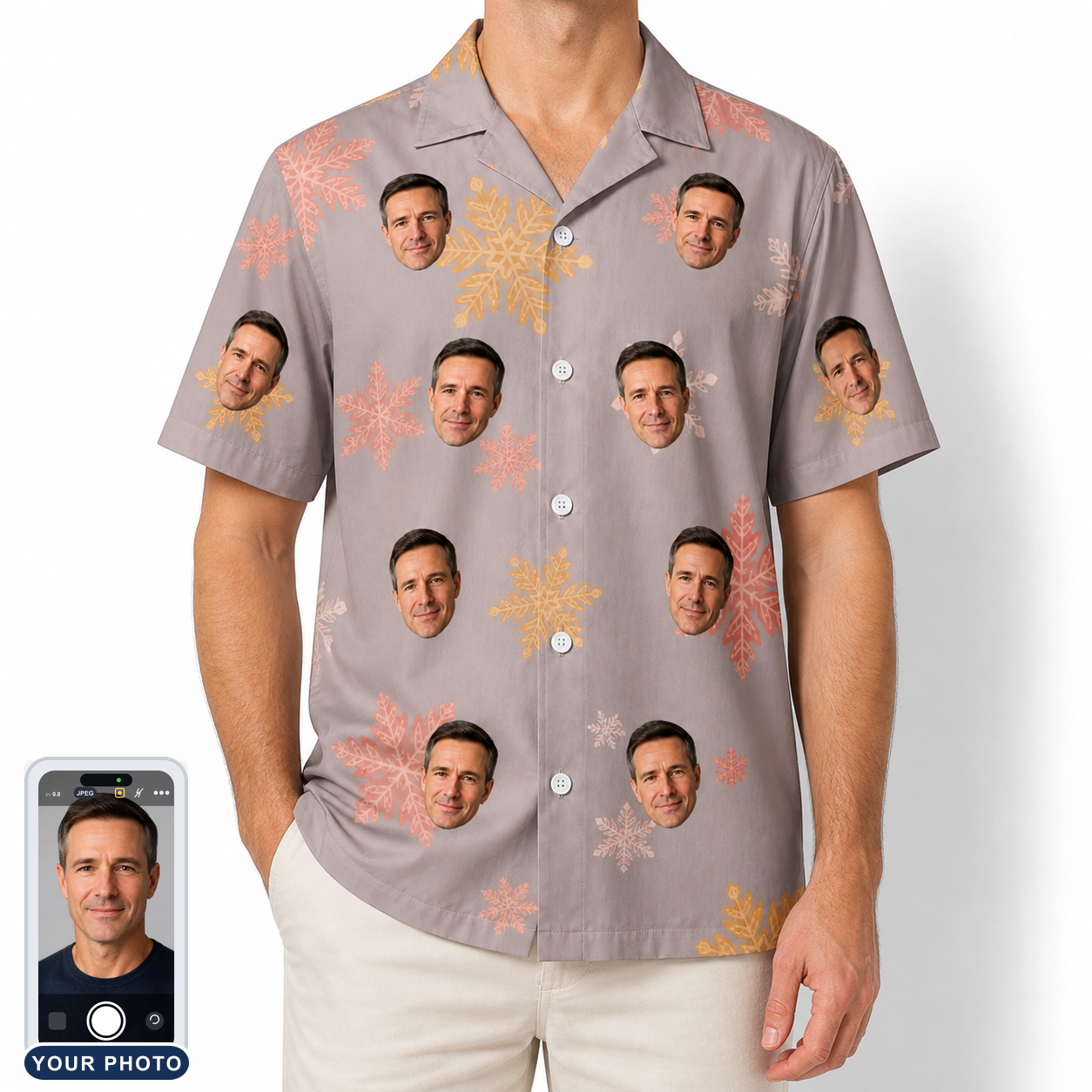 Men's Flurry Fanfare Custom Face Hawaiian Shirt