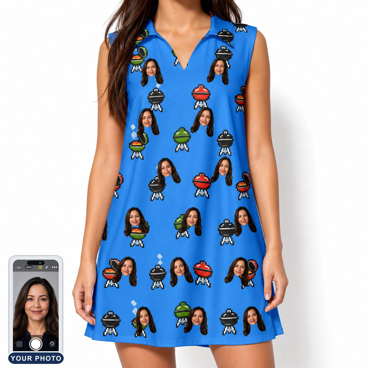 Women's Flame Fame Custom Face V-Neck Dress