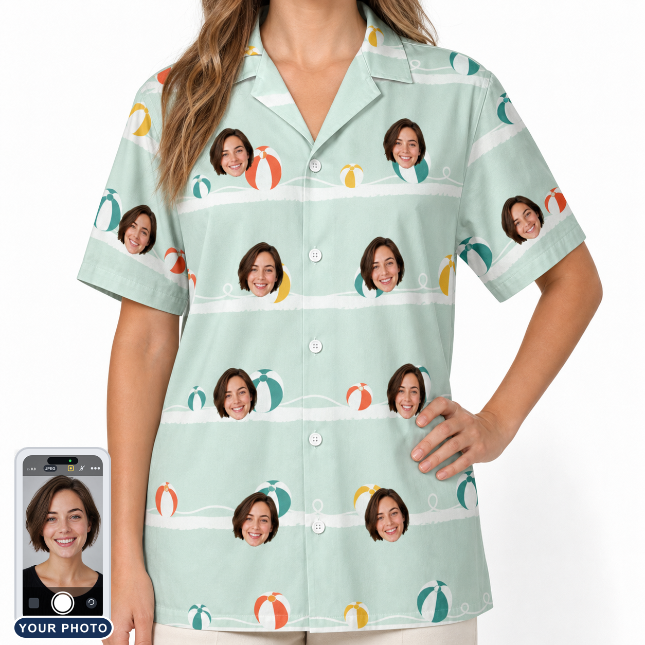 Women's Beach Ballad Custom Face Hawaiian Shirt