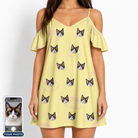 Women's Whisker Buffet Custom Cat Face Off-Shoulder Dress