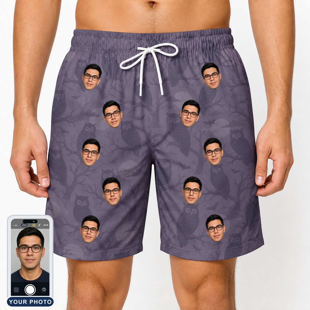 Men's Eerie Eyries Custom Face Beach Shorts