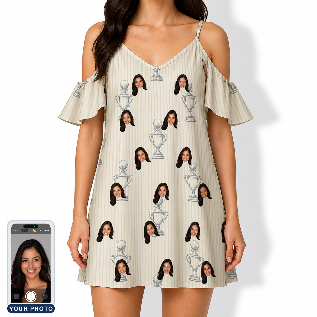 Women's Podium Putters Custom Face Off-Shoulder Dress