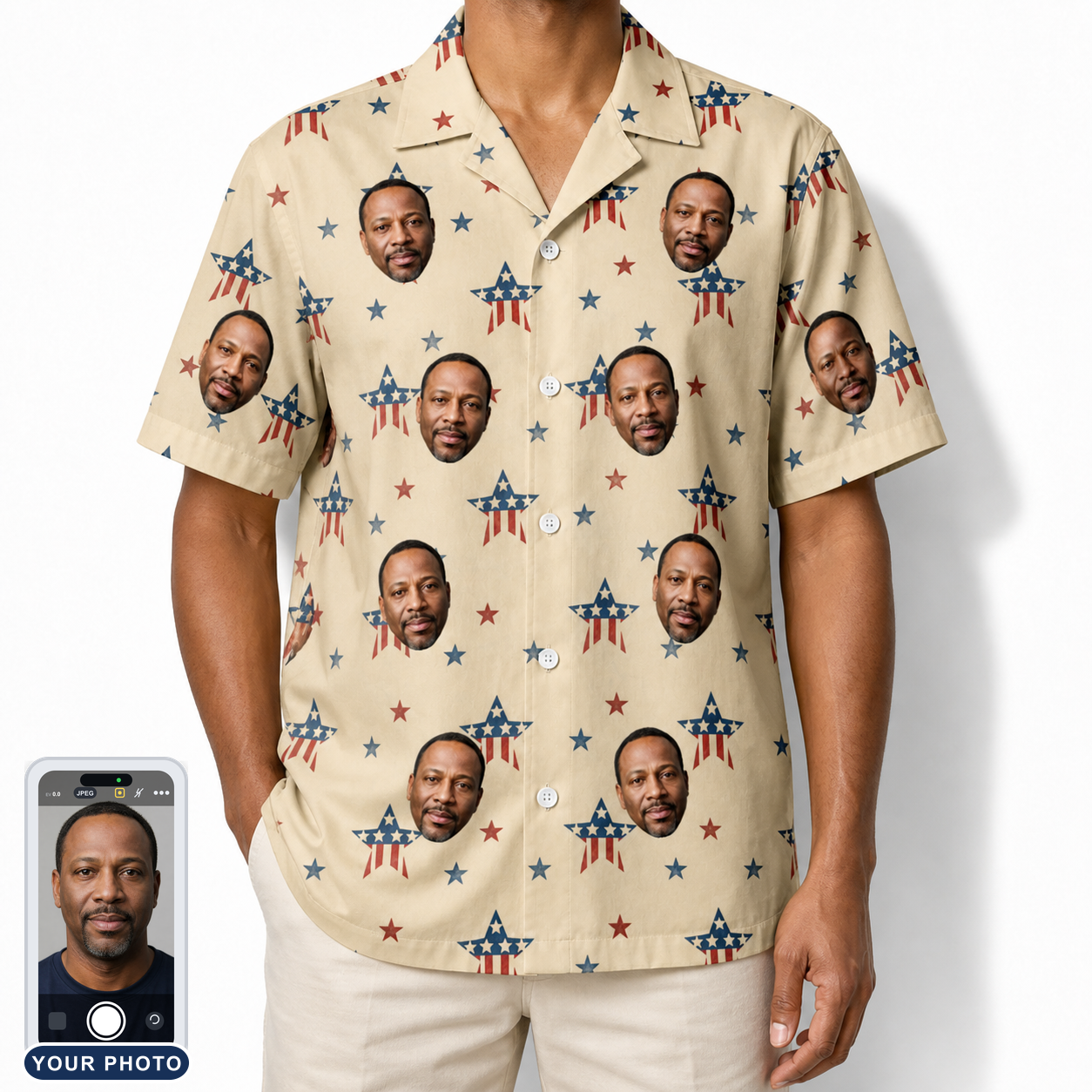 Men's Flag Fandango Custom Face Hawaiian Shirt