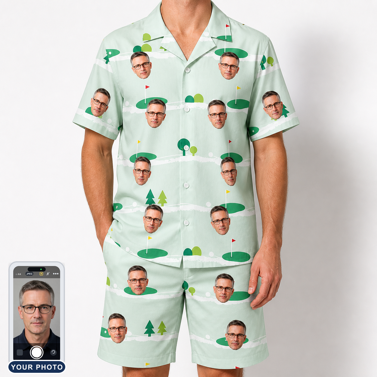 Men's Hole Hilarity Custom Face Shirt & Shorts Set
