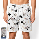 Men's Clawful Feathers Custom Cat Face Beach Shorts