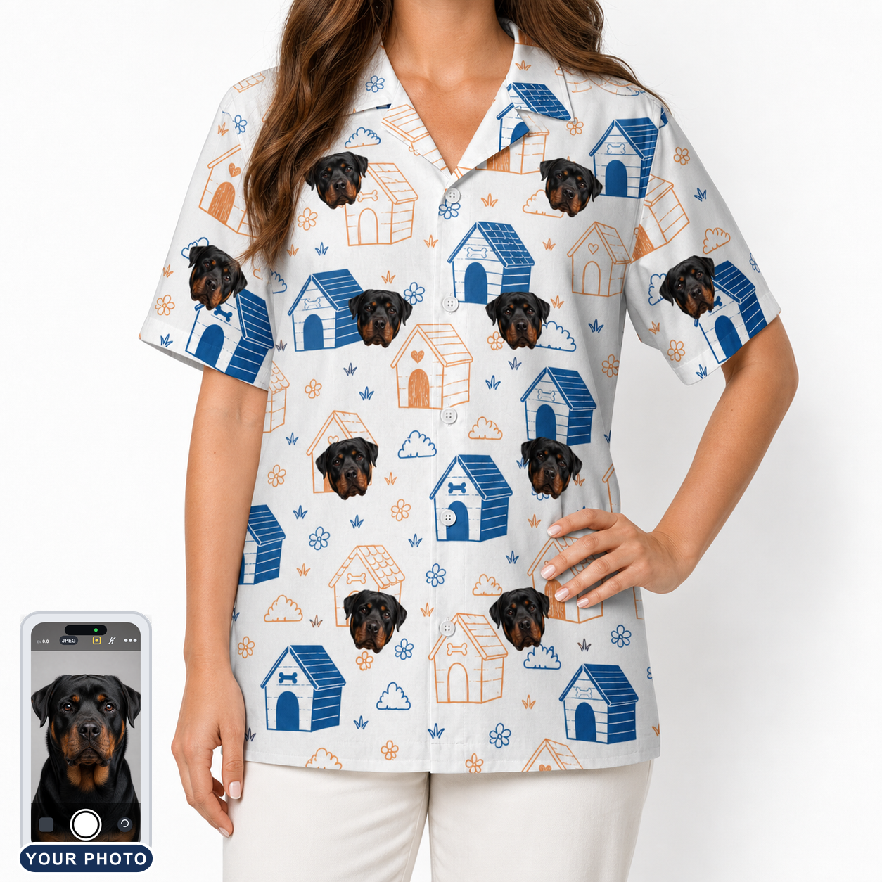 Women's Yap Yurts Custom Dog Face Hawaiian Shirt