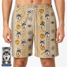 Men's Webbed Bones Custom Dog Face Beach Shorts