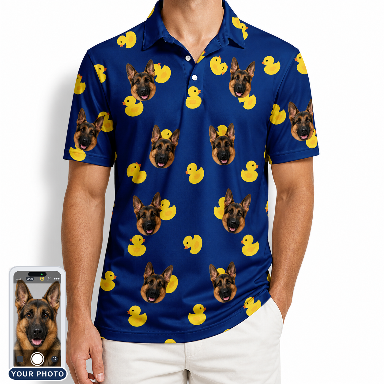 Men's Quack Pack Custom Dog Face Polo Shirt