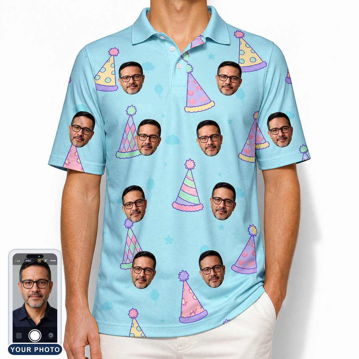 Men's Hat Trickery Custom Face Polo Shirt