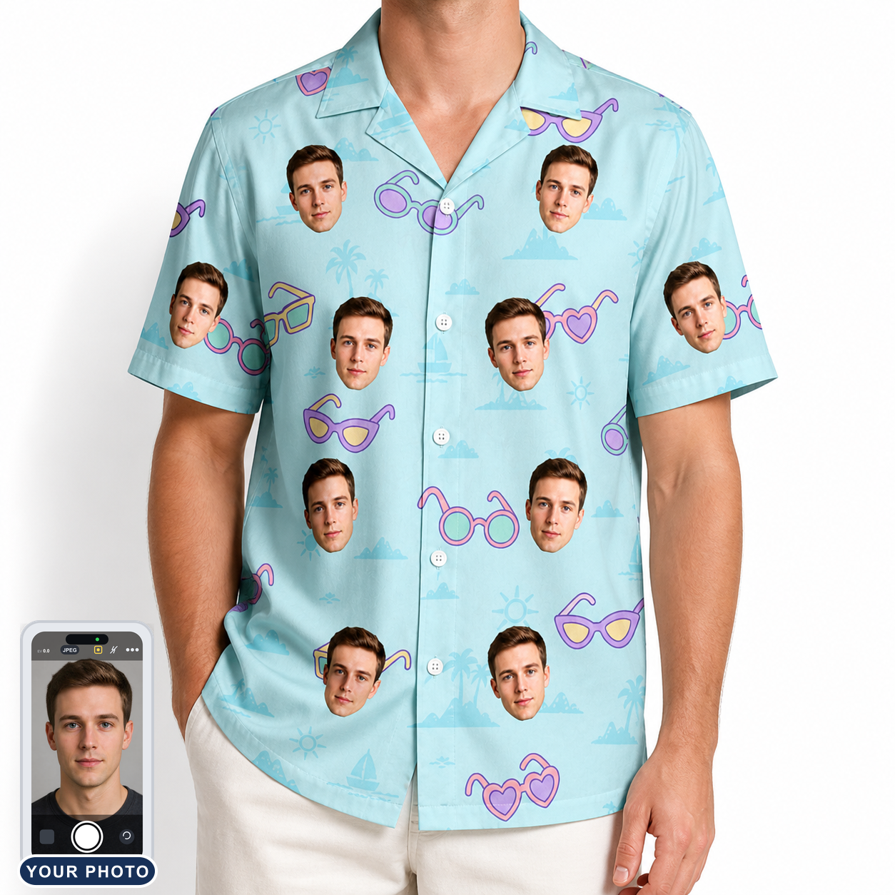 Men's Sunny Specs Custom Face Hawaiian Shirt