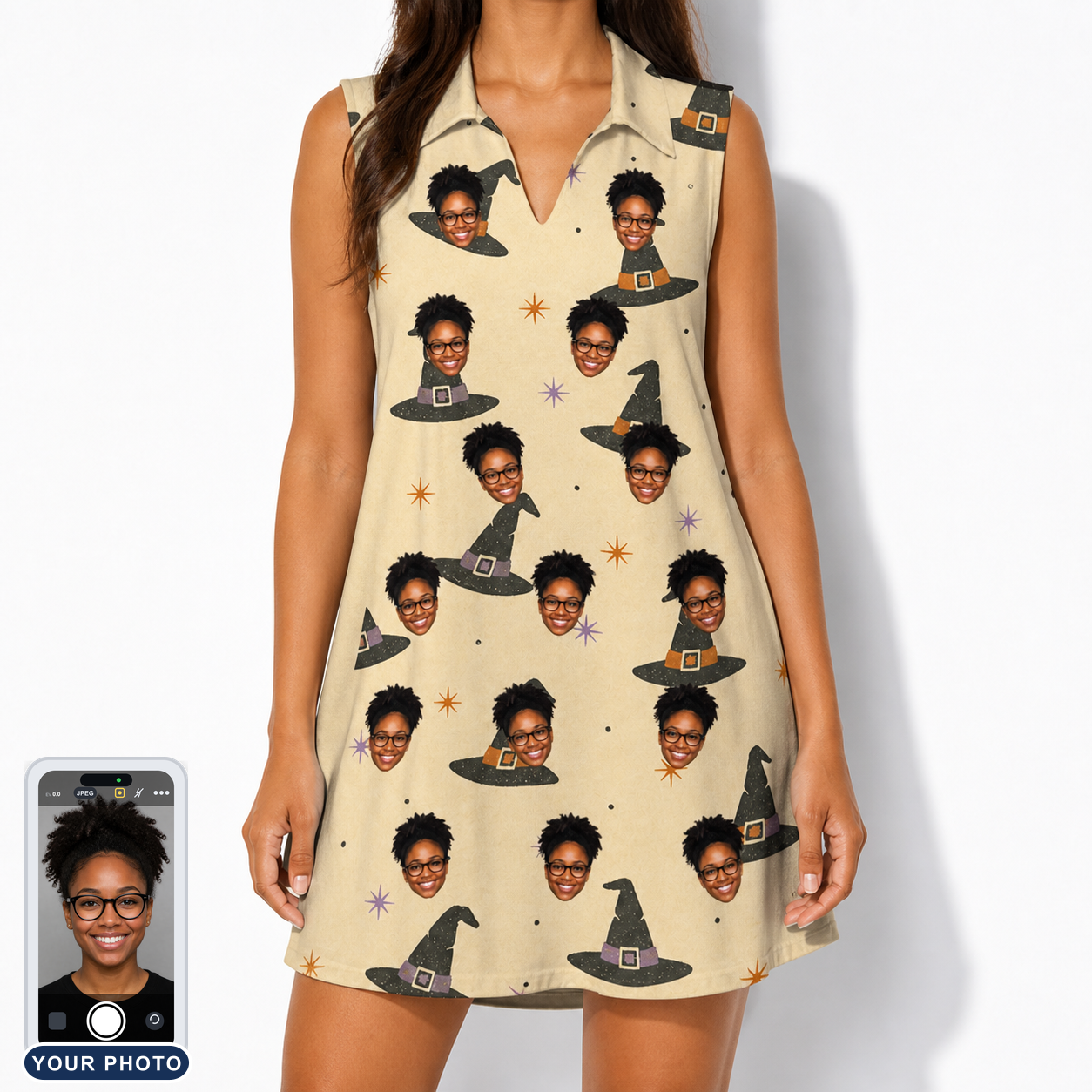 Women's Spellbound Spires Custom Face V-Neck Dress